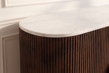 Sideboard GATSBY 140cm mango wood brown marble top white