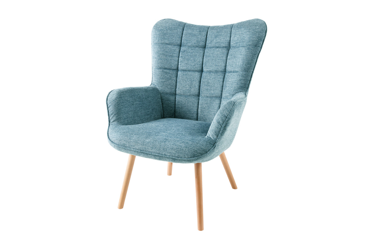 Armchair SCANDINAVIA with armrests textured fabric blue