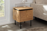 Bedside table ATELIER 55cm natural oak wood look w/ black legs