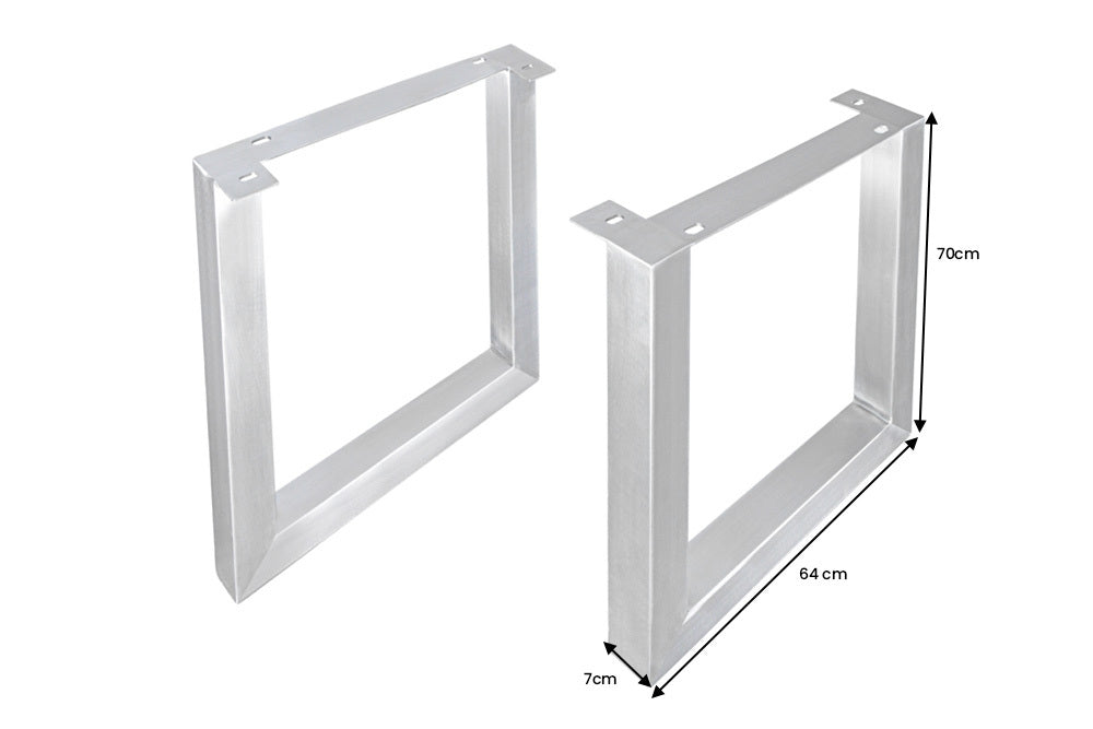 U-förmige Beine 70cm, 2er-Set für Esstische, gebürstete Edelstahlbeine ohne Tischplatte.