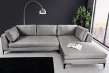 Ecksofa SIGNUM XL 315cm 3-Sitzer mit Ottomane rechts Samt grau