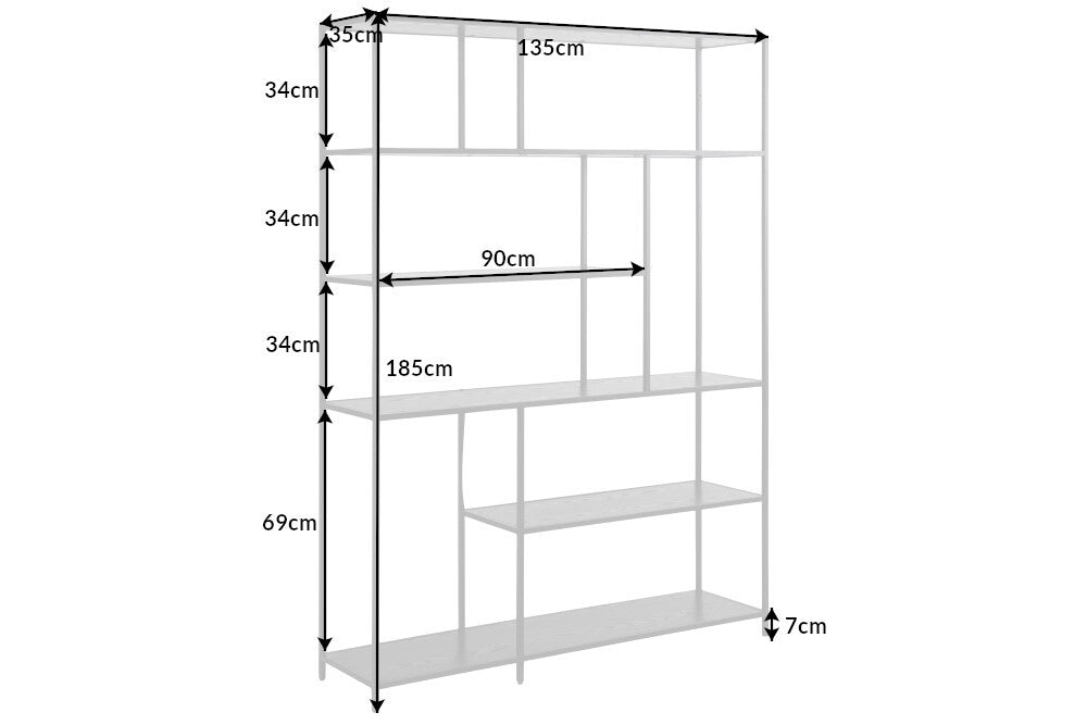 Shelf SLIM LINE 185x135cm marble look black