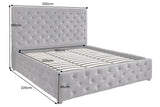 Bett PARIS 180x200cm CHESTERFIELD-Look Samt grau mit Stauraum