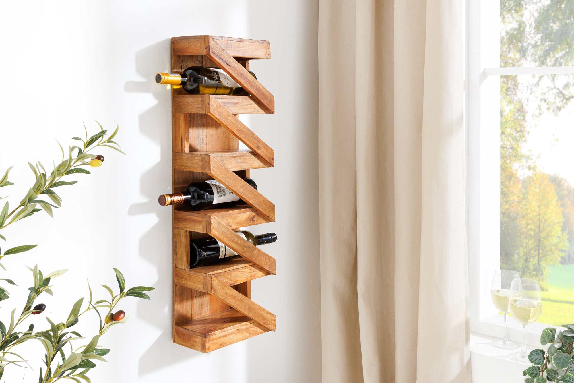 Wine rack MAKASSAR 80cm for 5 bottles recycled wood – Invicta Interior