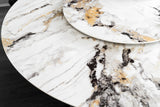 Dining table SPIN Ø 150cm rotatable with removable platter ceramic marble look white multicoloured
