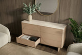 Sideboard SAVOY 150 cm 3D Natur mit Travertinmarmor-Keramikplatte