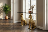 Console PANTHER 105cm gold metal w/ marble top