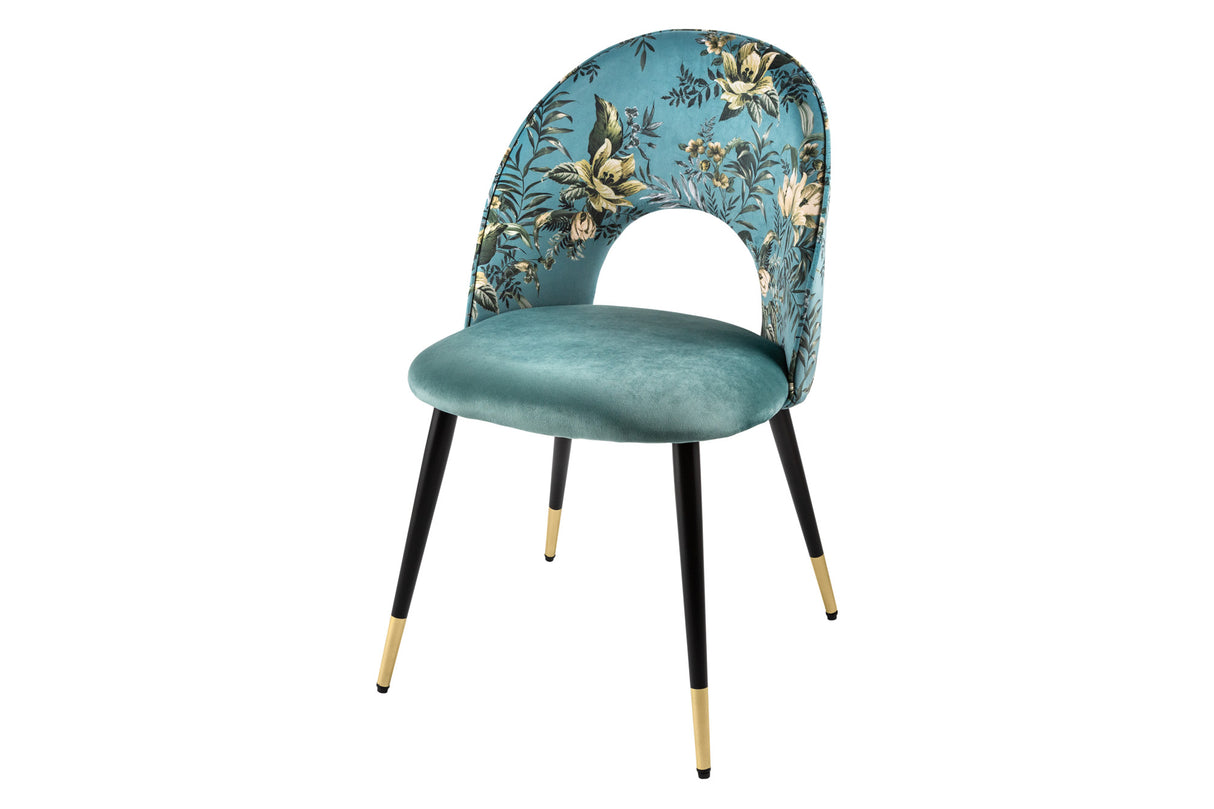Chair PRÊT-À-PORTER BOUTIQUE velvet turquoise w/ golden foot caps