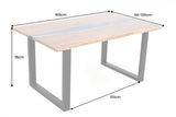 Dining table LIQUID 160cm acacia wood blue epoxy strip