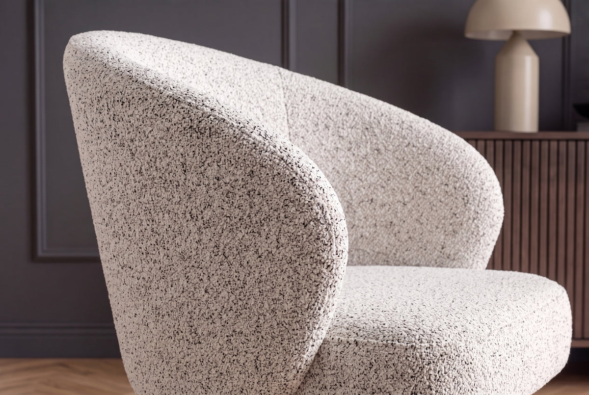 Swivel chair WALKÜRE 180° auto-return w/ armrests spring core textured fabric beige natural