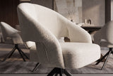 Drehstuhl BELLAGIO 180° Auto-Return-Funktion mit Armlehnen Rückenlehnenaussparungen Chenille beige Metallgestell schwarz