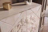 Highboard LION 120cm 3D lion front mango wood creamy w/ black metal frame