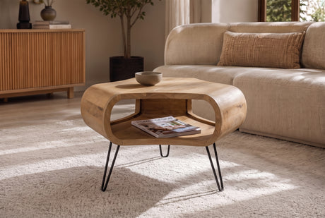 Couchtisch ORGANIC LIVING 70cm mit Hairpin Legs Mangoholz natur