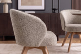 Swivel chair WALKÜRE 180° auto-return w/ armrests spring core textured fabric beige natural