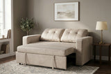 Sofa bed SMART 140cm 2-seater velvet champagne beige