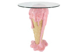 Bistro bar table ICE CREAM 75cm w/ tempered glass pink beige