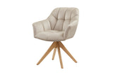 Swivel chair PAPILLON rotatable 180° w/ armrests velvet beige oak