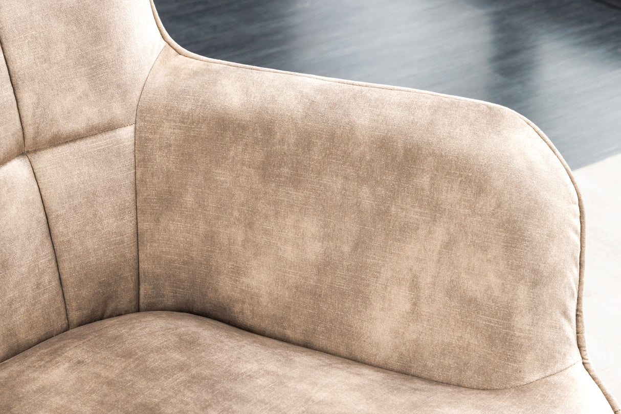 Armchair SCANDINAVIA with armrests velvet champagne