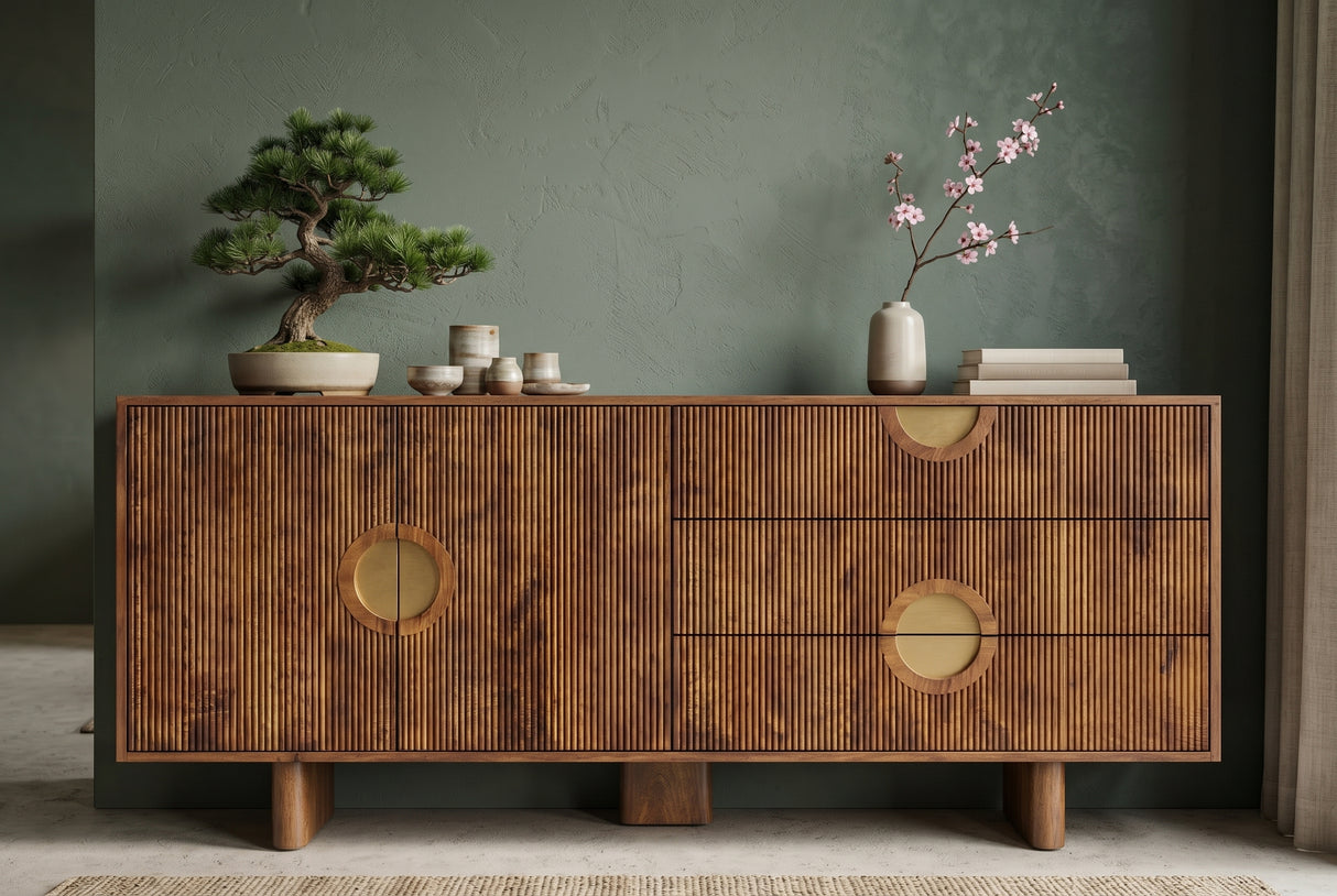 Sideboard MADISON 180cm strukturierte Front braun