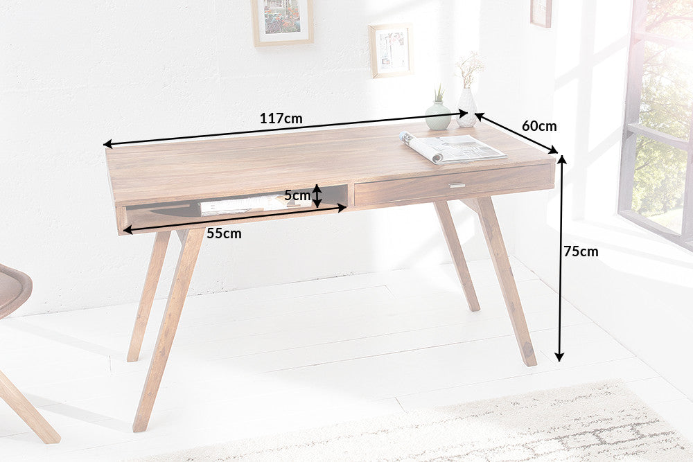 Office desk RETRO 120cm with drawer sheesham