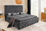Bett PARIS 180x200cm CHESTERFIELD-Look Samt grau mit Stauraum