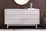 Sideboard SAVOY 150cm 3D white w/ white marble ceramic top