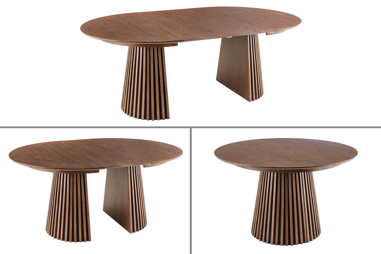 Esstisch VALHALLA WOOD rund 120-160-200 cm ausziehbar Eiche dunkel