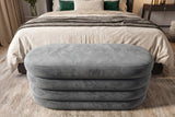 Bench chest VOGUE 85cm oval upholstered w/ storage space velvet grey