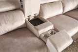 Corner sofa PRIME multifunctional electrically adjustable w/ storage space vogue velvet beige
