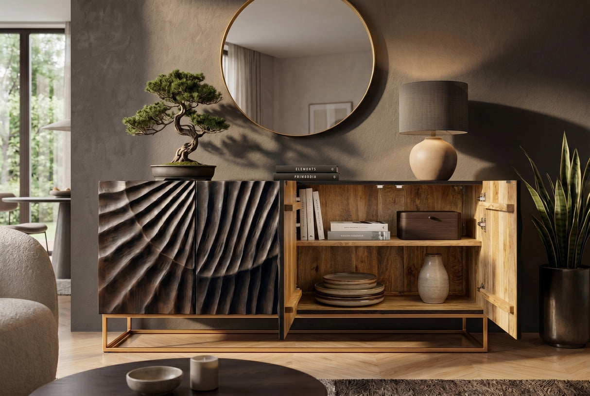 Sideboard SCORPION 180cm 3D mango schwarz
