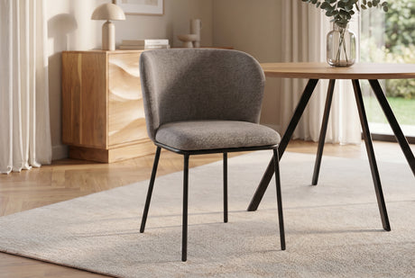 Chair LYON black metal rack grey-beige