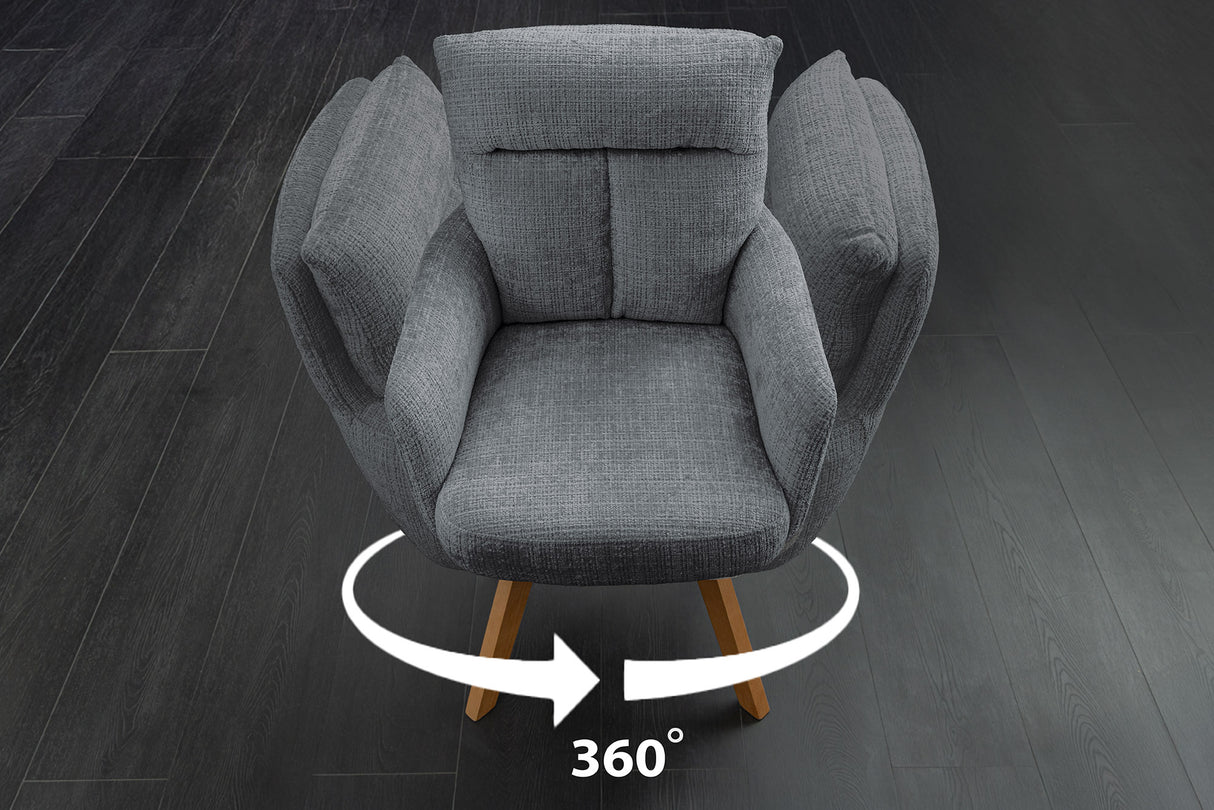Drehstuhl BIG GEORGE mit Armlehnen, Chenille-Stoff grau, drehbar