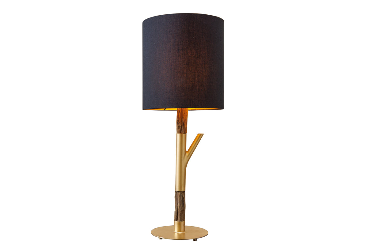 Tischleuchte JEWELRY 75cm Gestell Naturgold Lampenschirm schwarz