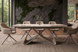 Dining table INFINITY 180-220-260cm boat-shaped extendable pandora ceramic white brown