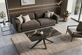Coffee table GALAXIE 100cm w/ star frame ceramic black gold sand