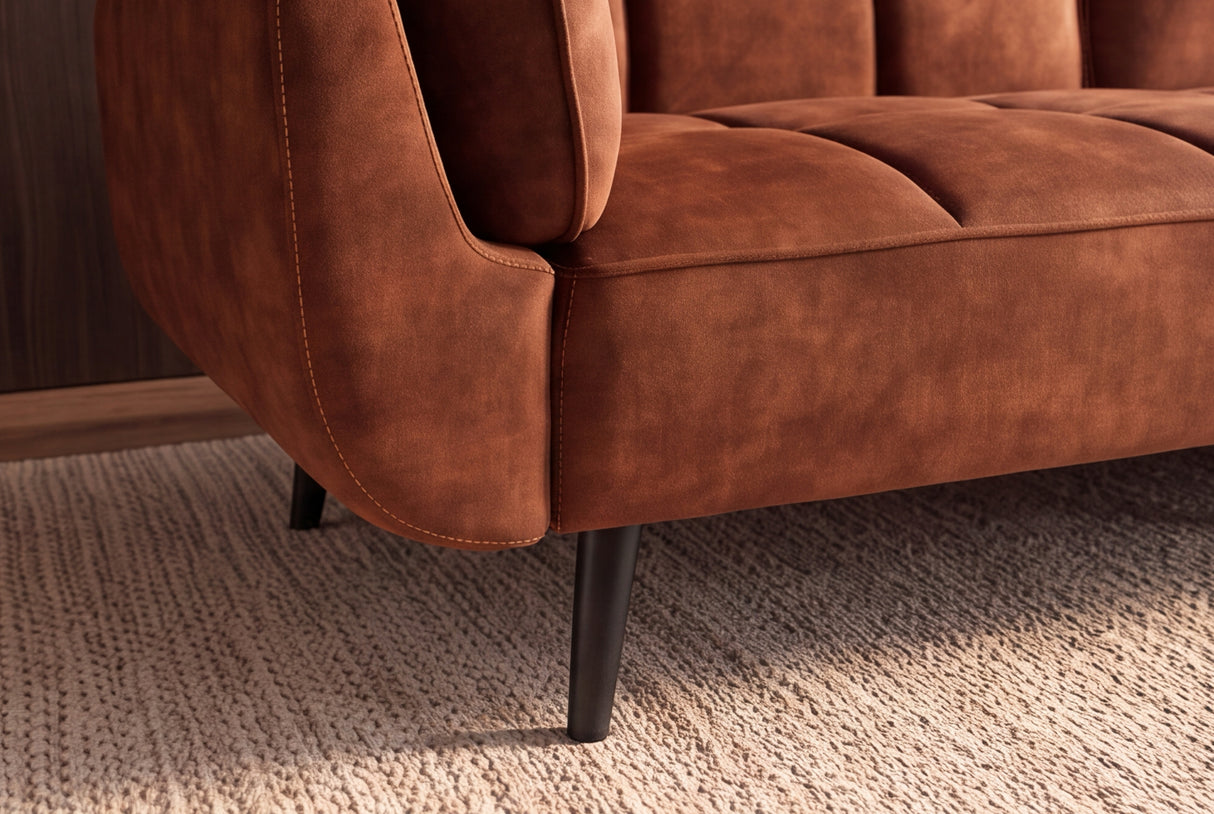 Schlafsofa BOUTIQUE 215cm 3-Sitzer Samt Rostbraun