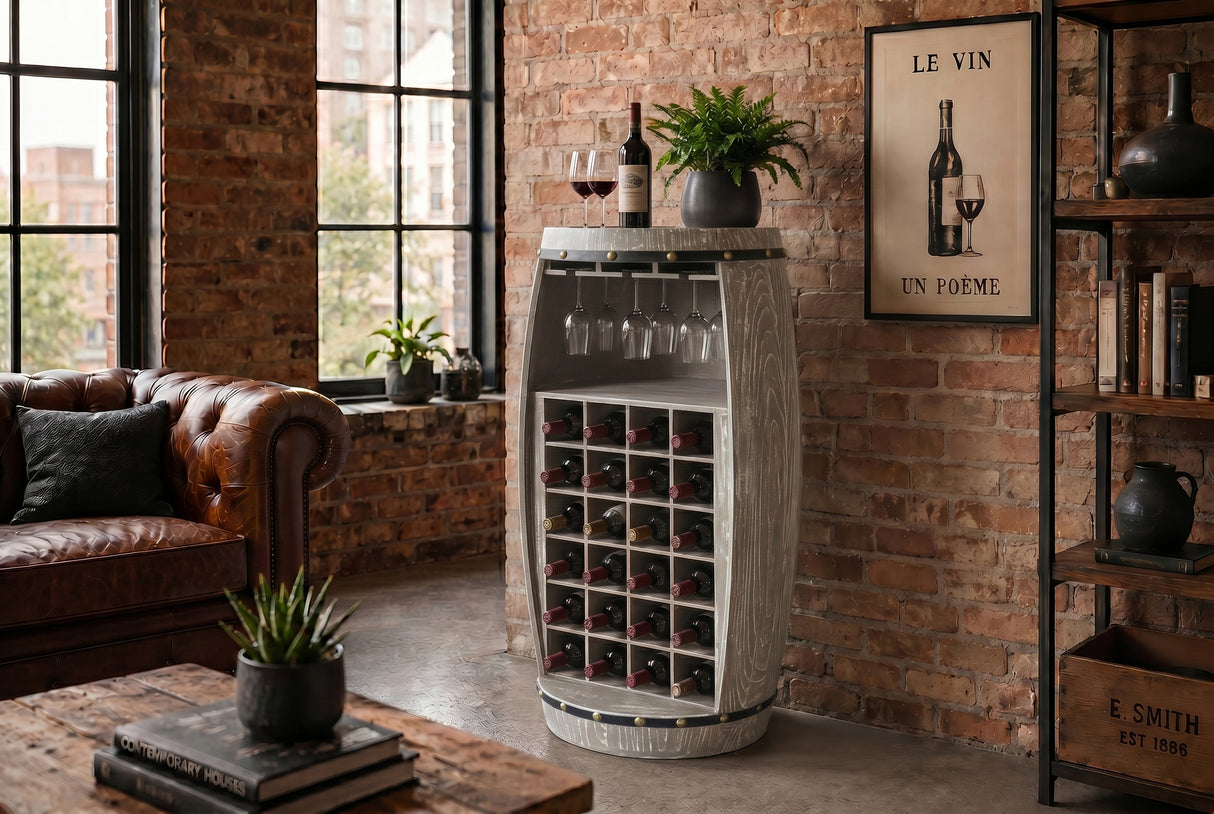 Wine shelf half BODEGA 100cm for 24 botttles massive fir wood natural