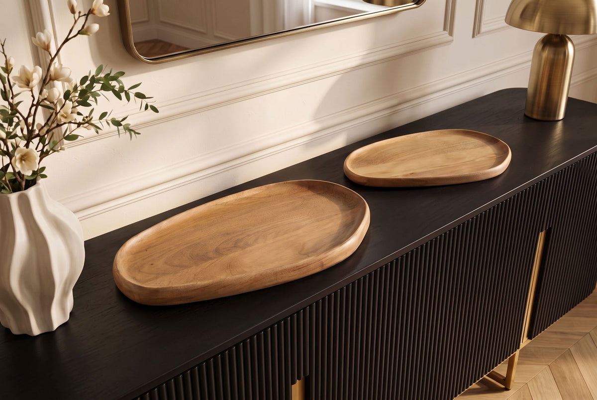 Tablett-Set AMAZONAS 2-tlg. Mangoholz natur cremefarbenes Finish