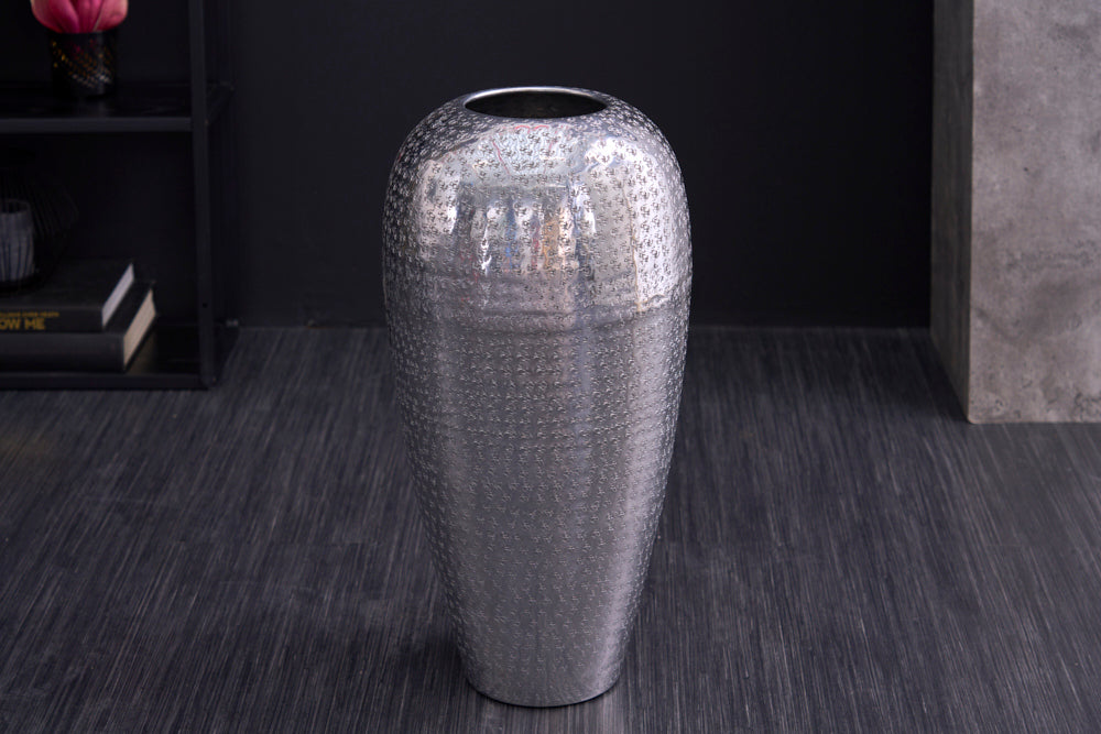 Vase ORIENTAL 50cm mit Hammerschlageffekt silber