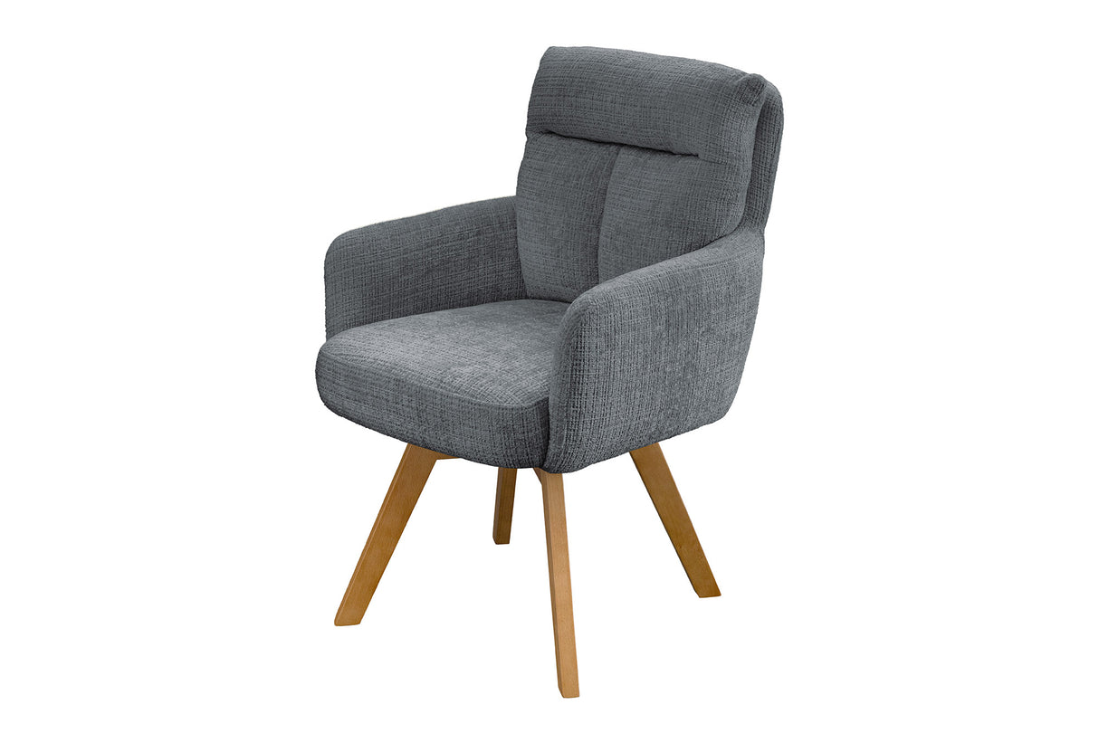 Drehstuhl BIG GEORGE mit Armlehnen, Chenille-Stoff grau, drehbar