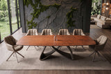 Dining table INFINITY 180-220-260cm boat-shaped extendable spanish ceramic rust brown