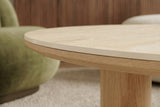 Couchtisch ORGANIKO 110cm Keramik-Optik Natur mit Eichenholz-Optik Gestell