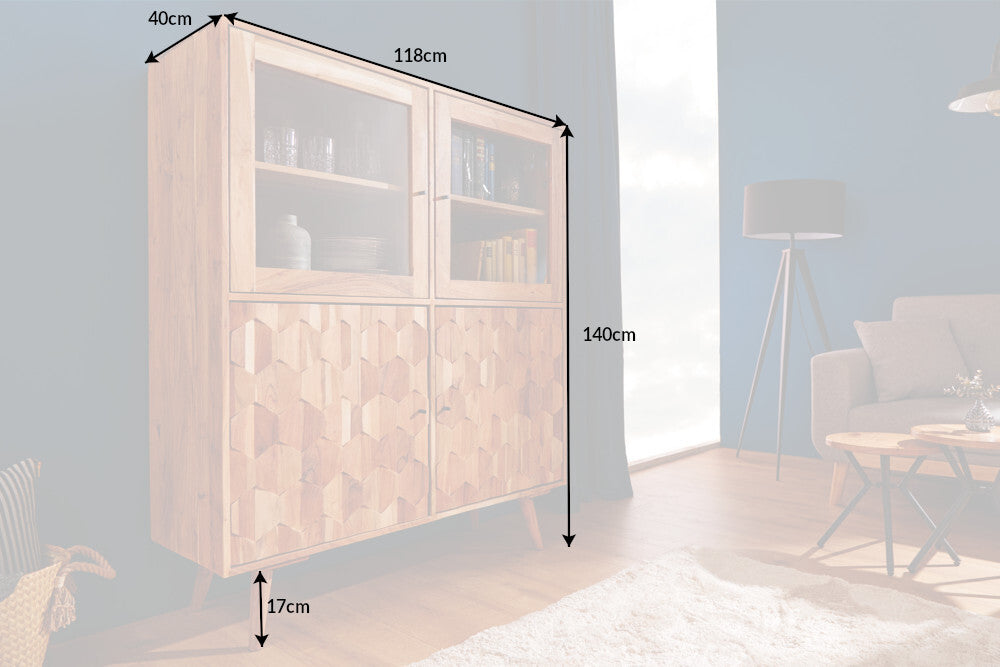 Vitrine MYSTIC LIVING 140cm Akazienholz