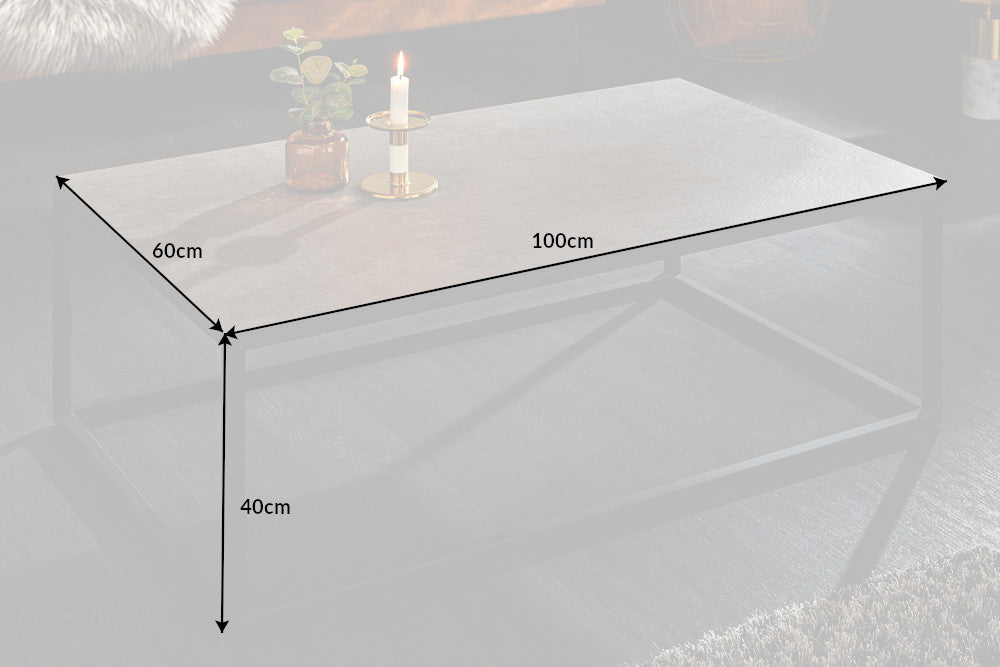 Couchtisch SYMBIOSE 100cm Zementoptik Keramik taupe mit gehärtetem Glas