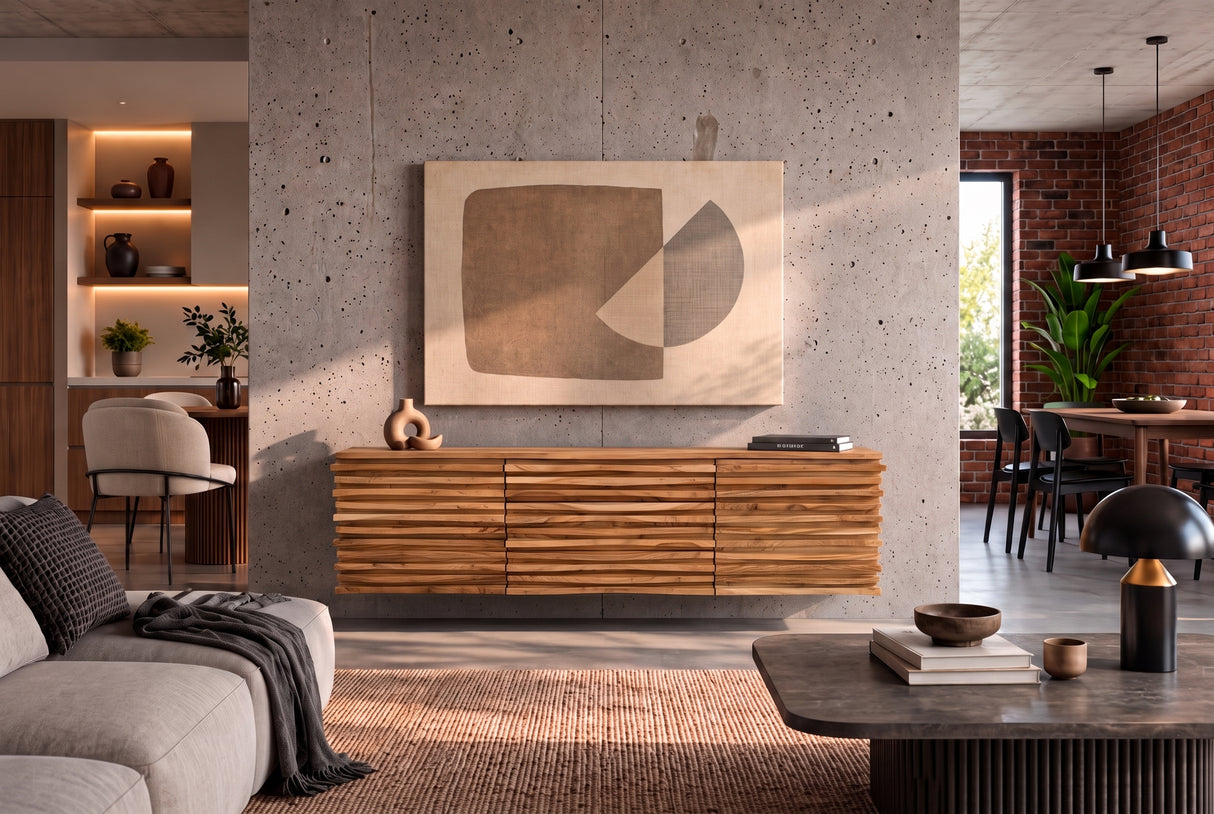Sideboard RELIEF 175cm hängend Akazienholz natur