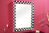 Wall mirror CHESS 80cm pine wood black white gold