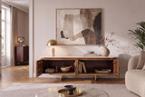 TV-Board GATSBY 160cm retro style mango wood travertine top brown gold