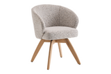 Swivel chair WALKÜRE 180° auto-return w/ armrests spring core textured fabric beige natural