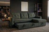 Ecksofa APARTMENT 205cm 3-Sitzer mit Ottomane und Stauraum Samt grün