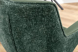 Swivel chair LE GRAND rotatable 180° w/ armrests textured cloth and leather green